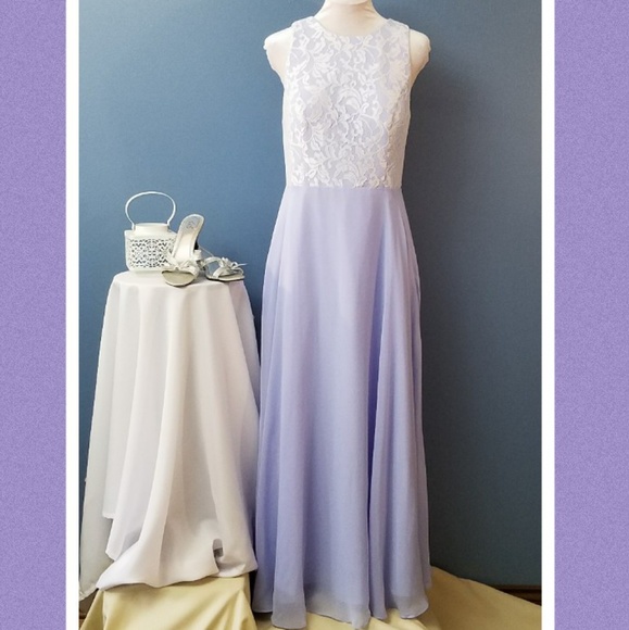 purple and white lace dress